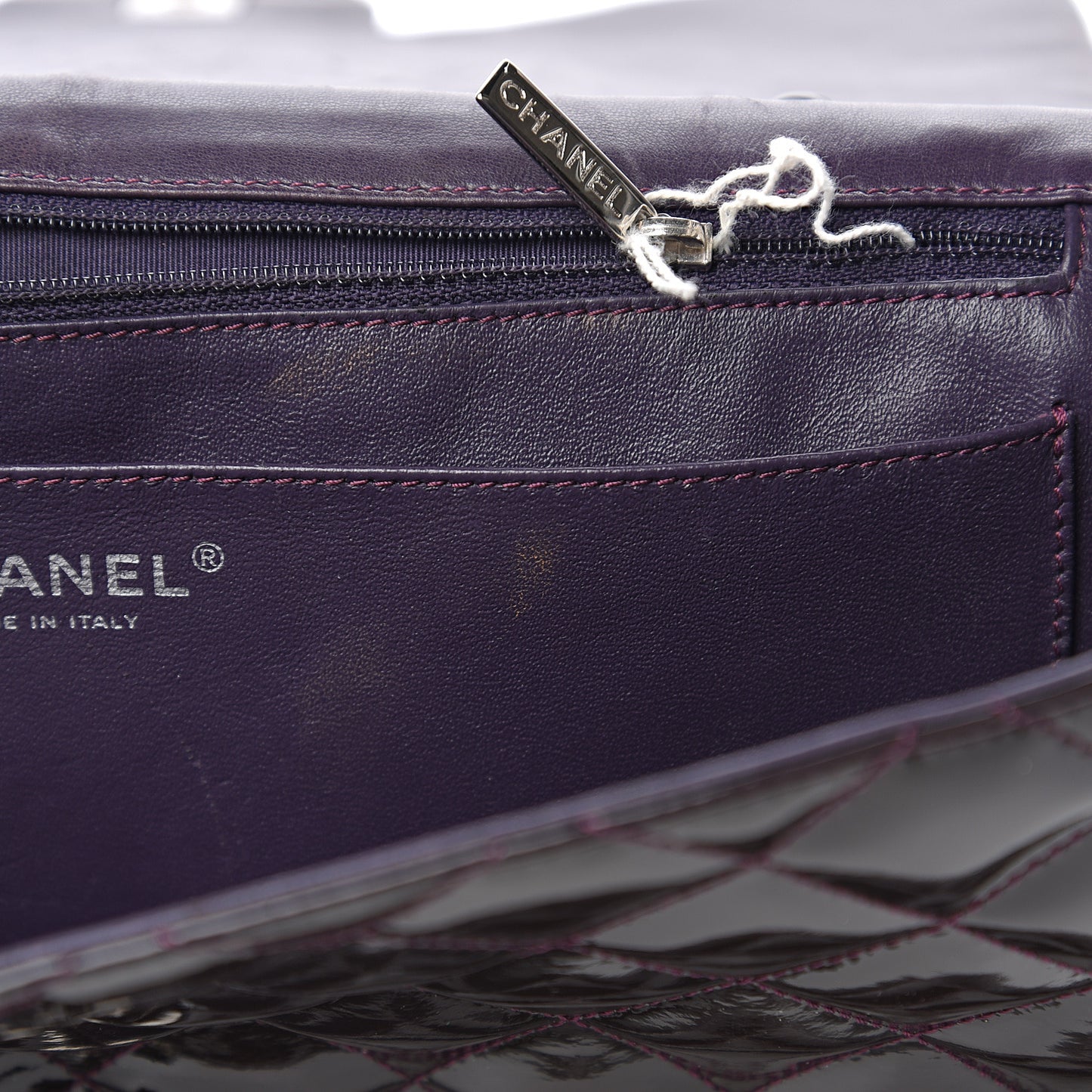 Patent Quilted Jumbo Single Flap Dark Purple