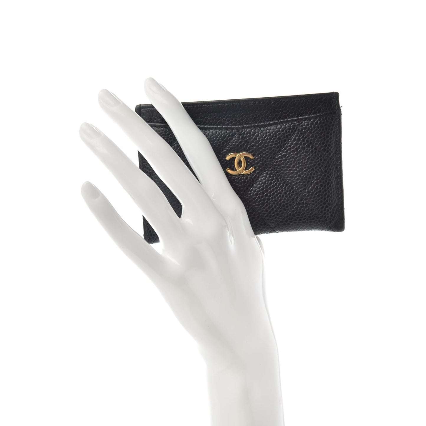 Caviar Quilted Card Holder Black