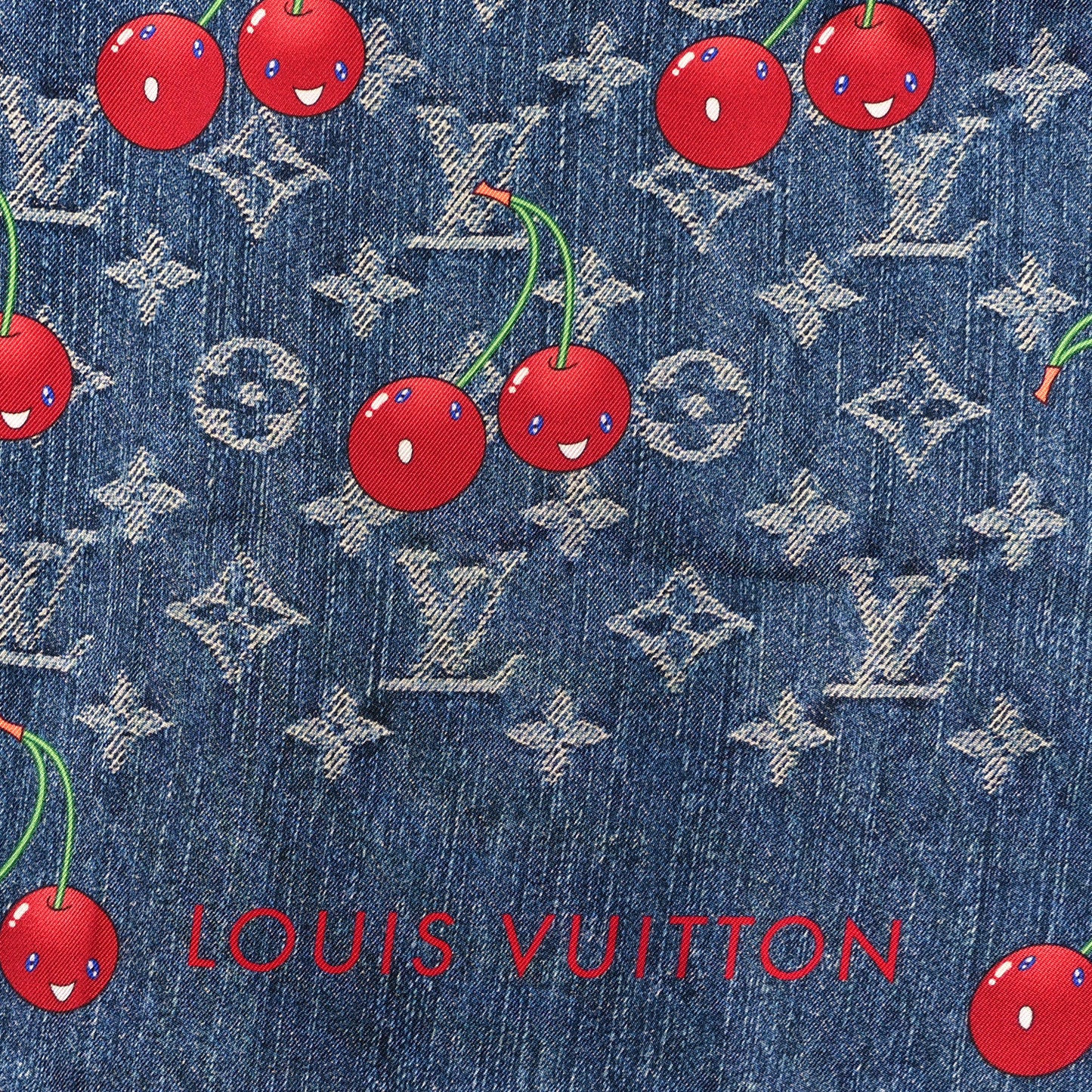 LV X TM Wool Monogram Cerise Shawl Denim Blue