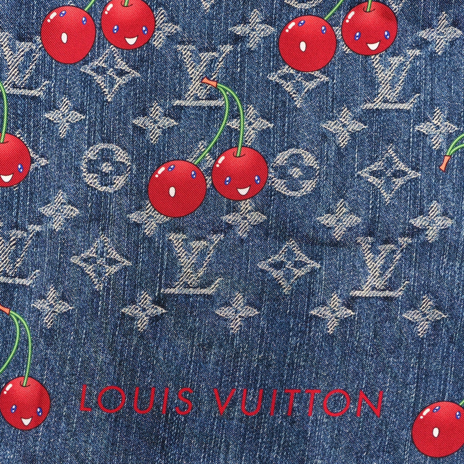 Louis Vuitton LV X TM Wool Monogram Cerise Shawl Denim Blue 2 of 3