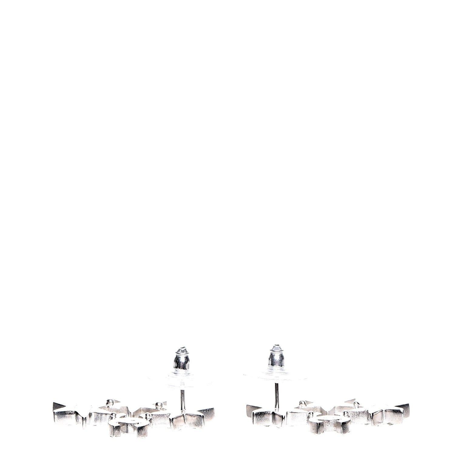 Chanel Crystal CC Star Earrings Silver 4 of 6