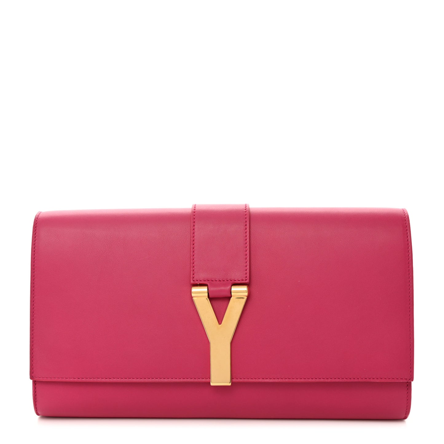 Calfskin Classic Y Ligne Clutch Fuchsia