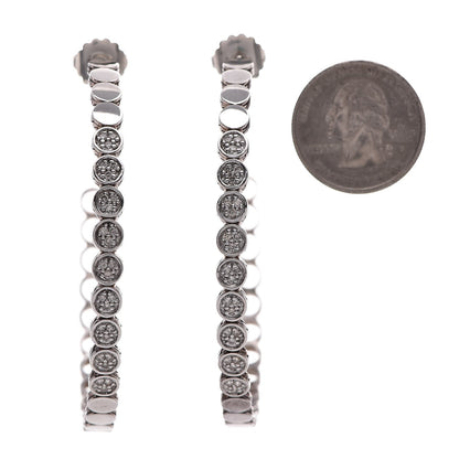 John Hardy Sterling Silver Diamond 71mm Dot Hoop Earrings 2 of 6