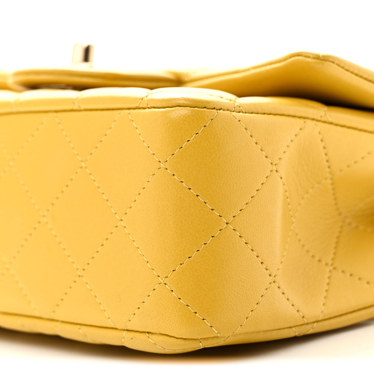 Chanel Lambskin Quilted Mini Top Handle Rectangular Flap Yellow 10 of 12