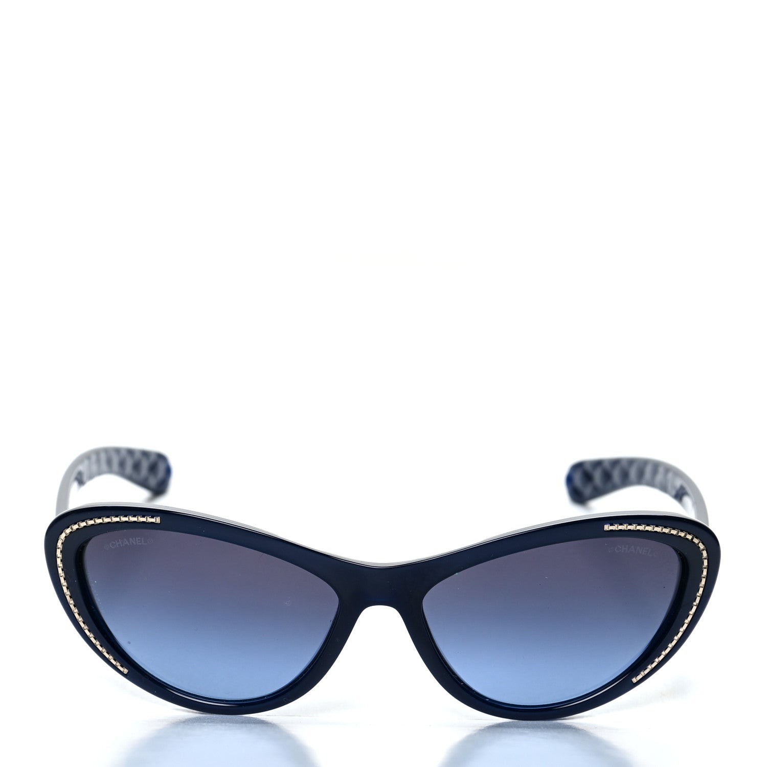 Chanel Acetate Crystal Quilted Cat Eye Sunglasses 6039 Blue 2 of 8