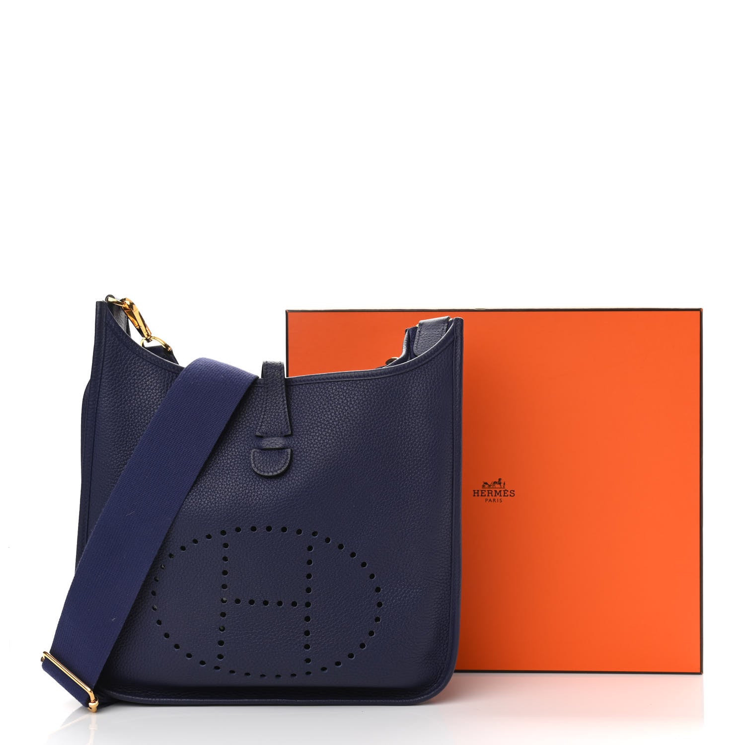 Hermes Taurillon Clemence Evelyne III PM Bleu Encre 10 of 10