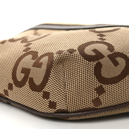 Gucci Monogram Jumbo GG Textured Dollar Calfskin Web Belt Bag Camel Ebony New Acero 8 of 8