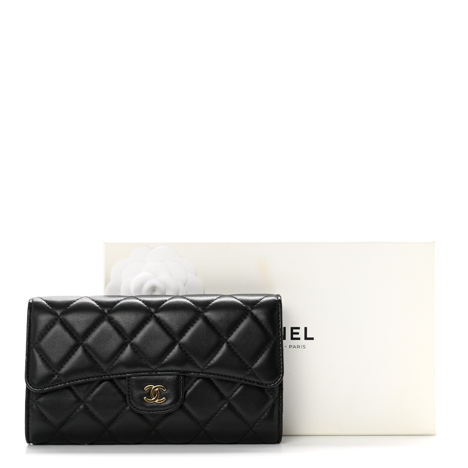 Chanel Lambskin Quilted Large Flap Wallet Black 9 of 9