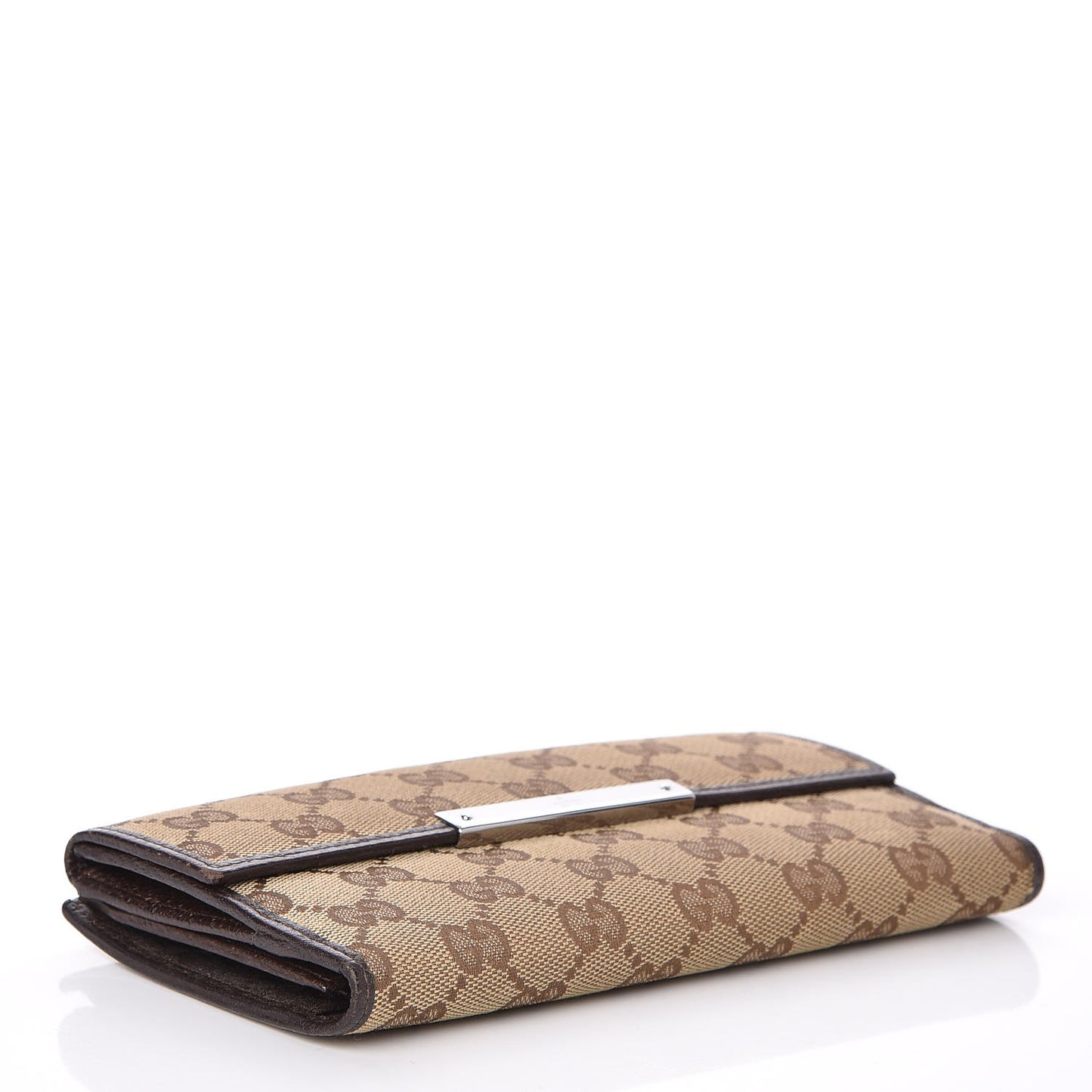 Monogram Metal Bar Continental Flap Wallet Beige Ebony Dark Brown