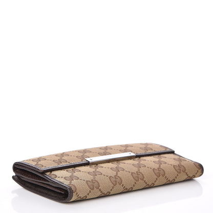 Gucci Monogram Metal Bar Continental Flap Wallet Beige Ebony Dark Brown 4 of 8