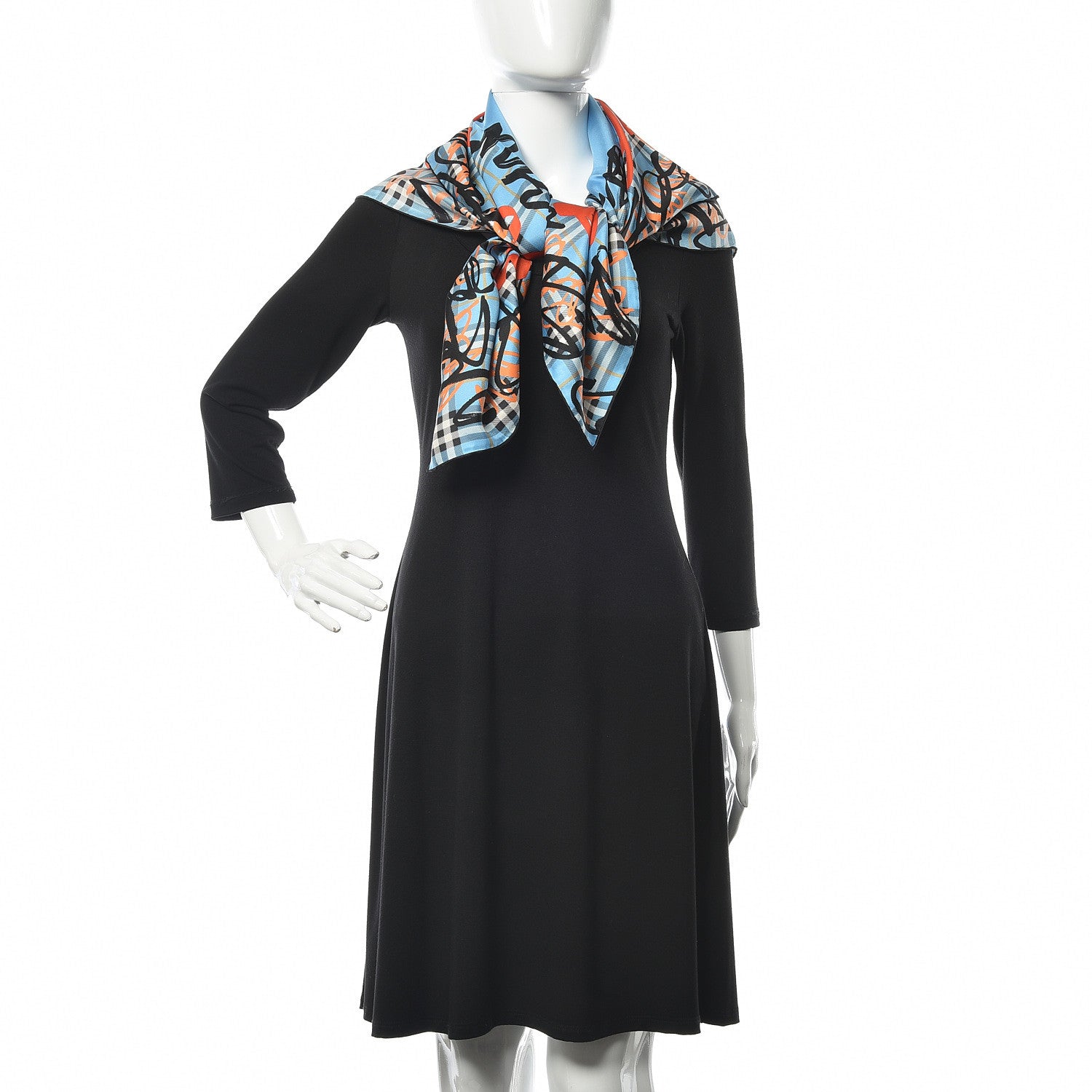Burberry Silk Scribble Print Square Scarf Blue 2 of 4