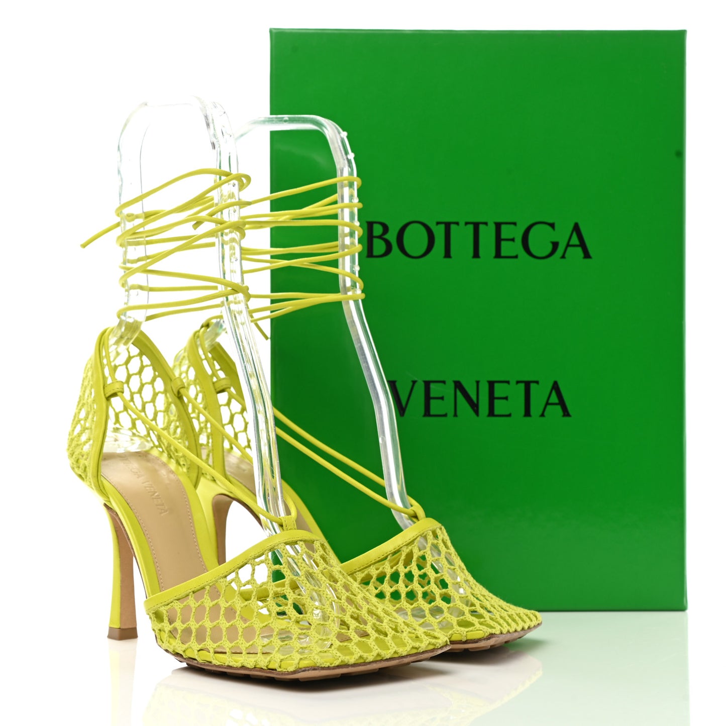 Mesh Nappa Stretch Ankle Tie Sandals 37 Kiwi