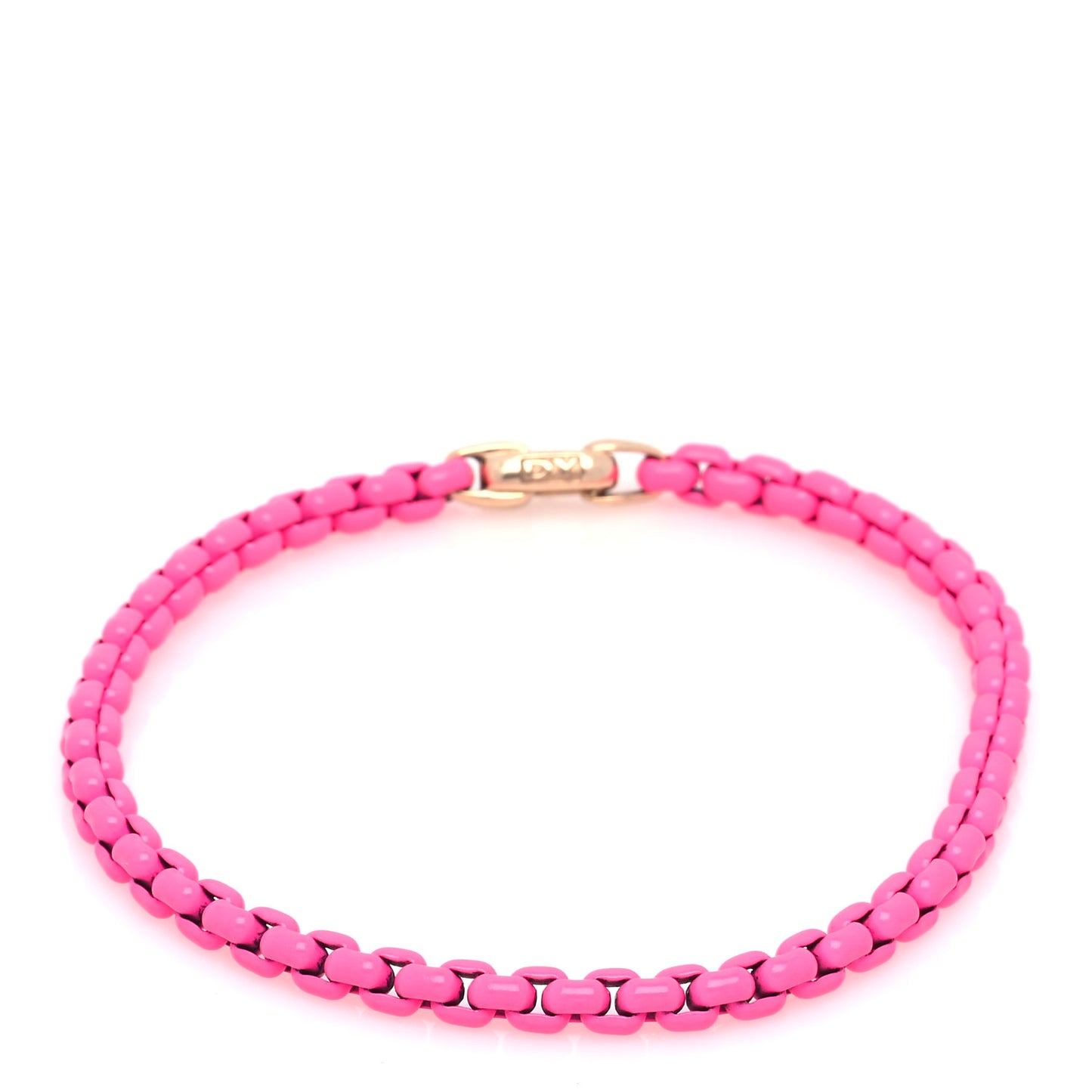 14K Rose Gold Acrylic Bel Aire 4mm Chain Bracelet Hot Pink