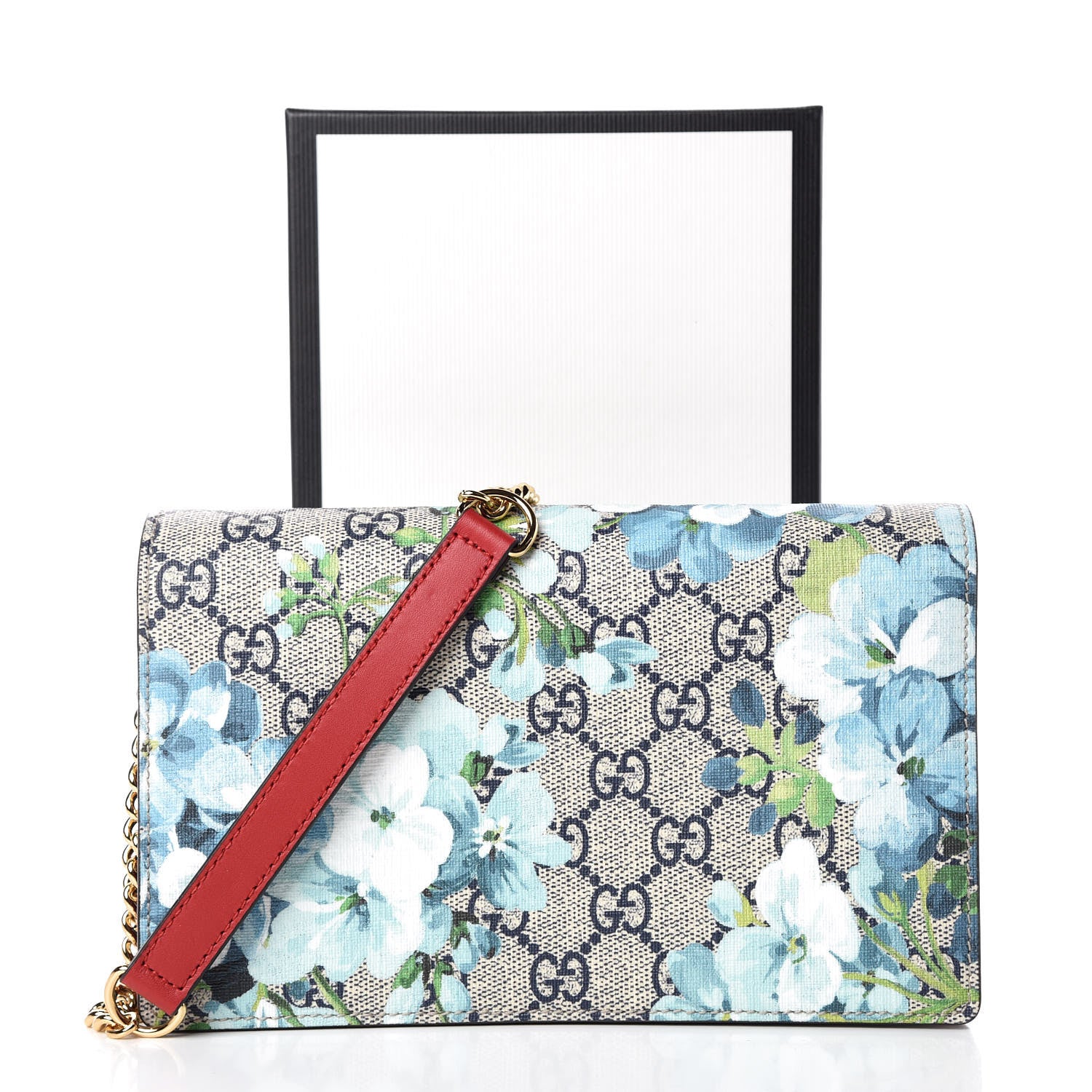 Gucci GG Supreme Monogram Blooms Chain Wallet Blue 8 of 8