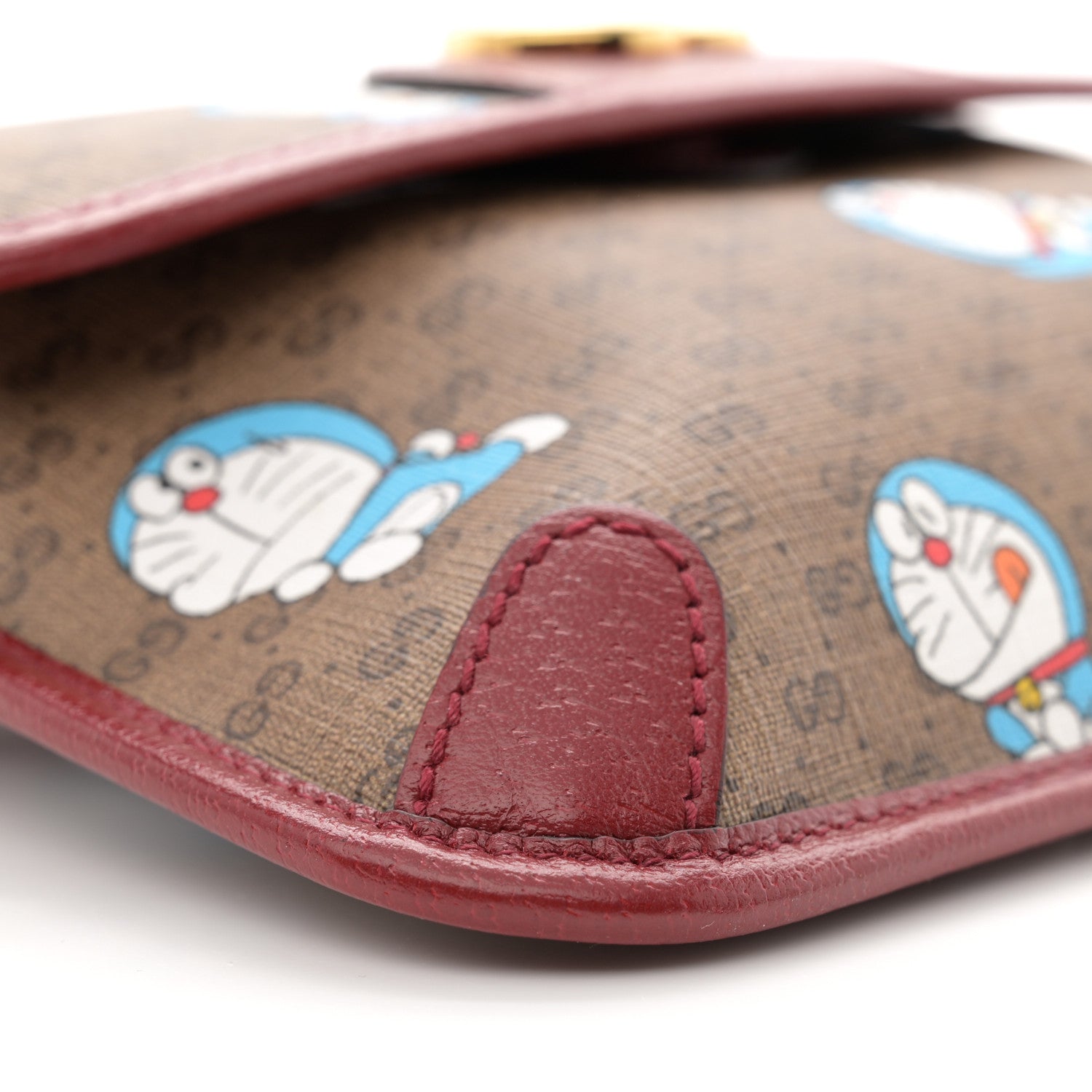 Gucci X DORAEMON Mini Vintage GG Supreme Monogram Web Slim Belt Bag Beige Cherry Red 9 of 11