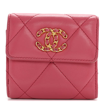 Chanel Lambskin Quilted Chanel 19 Small Flap Wallet Pink 1 of 12