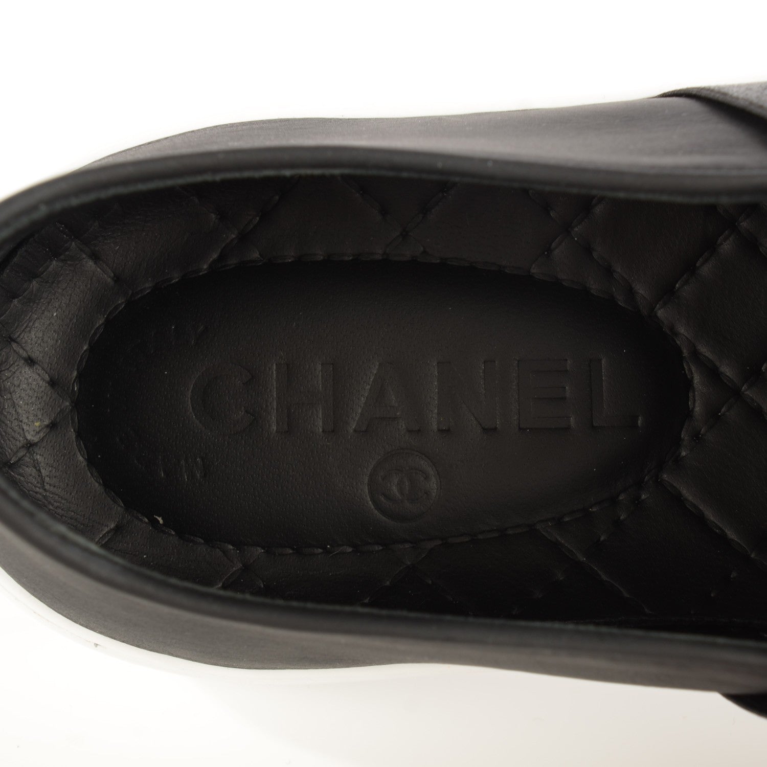 Chanel Leather Slip On Sneakers 37.5 White Black 12 of 13