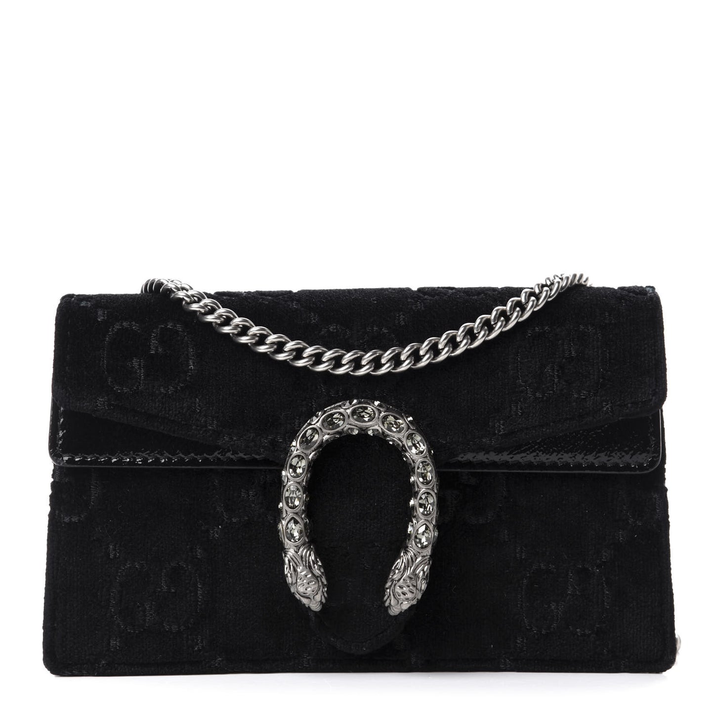 Velvet GG Monogram Super Mini Dionysus Shoulder Bag Black