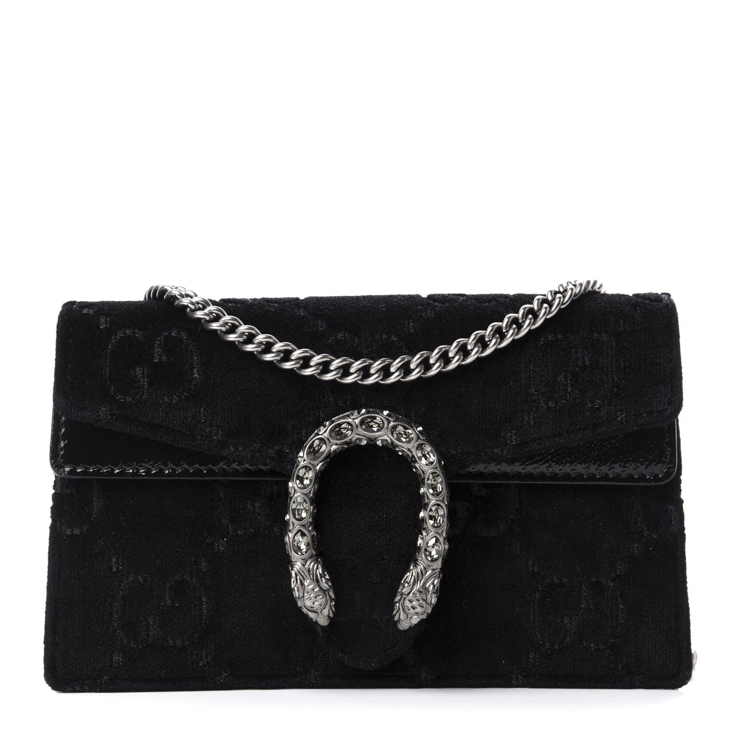 Gucci Velvet GG Monogram Super Mini Dionysus Shoulder Bag Black 1 of 9