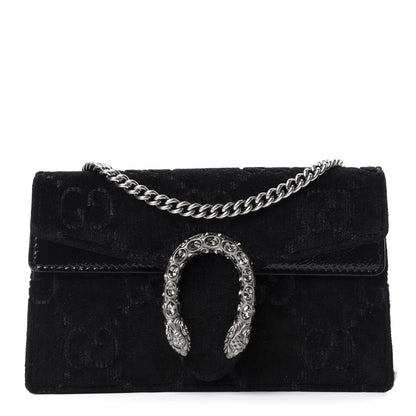 Gucci Velvet GG Monogram Super Mini Dionysus Shoulder Bag Black 1 of 9