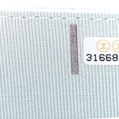 Chanel Calfskin Quilted Maxi Pearls Card Holder Flap With Chain Light Blue 9 of 10