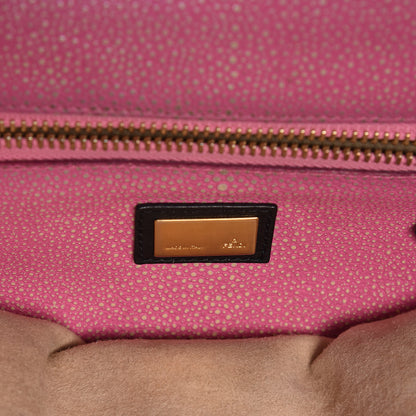 Fendi Goatskin Large Peekaboo Iconic Satchel Black Lampone 8 of 25