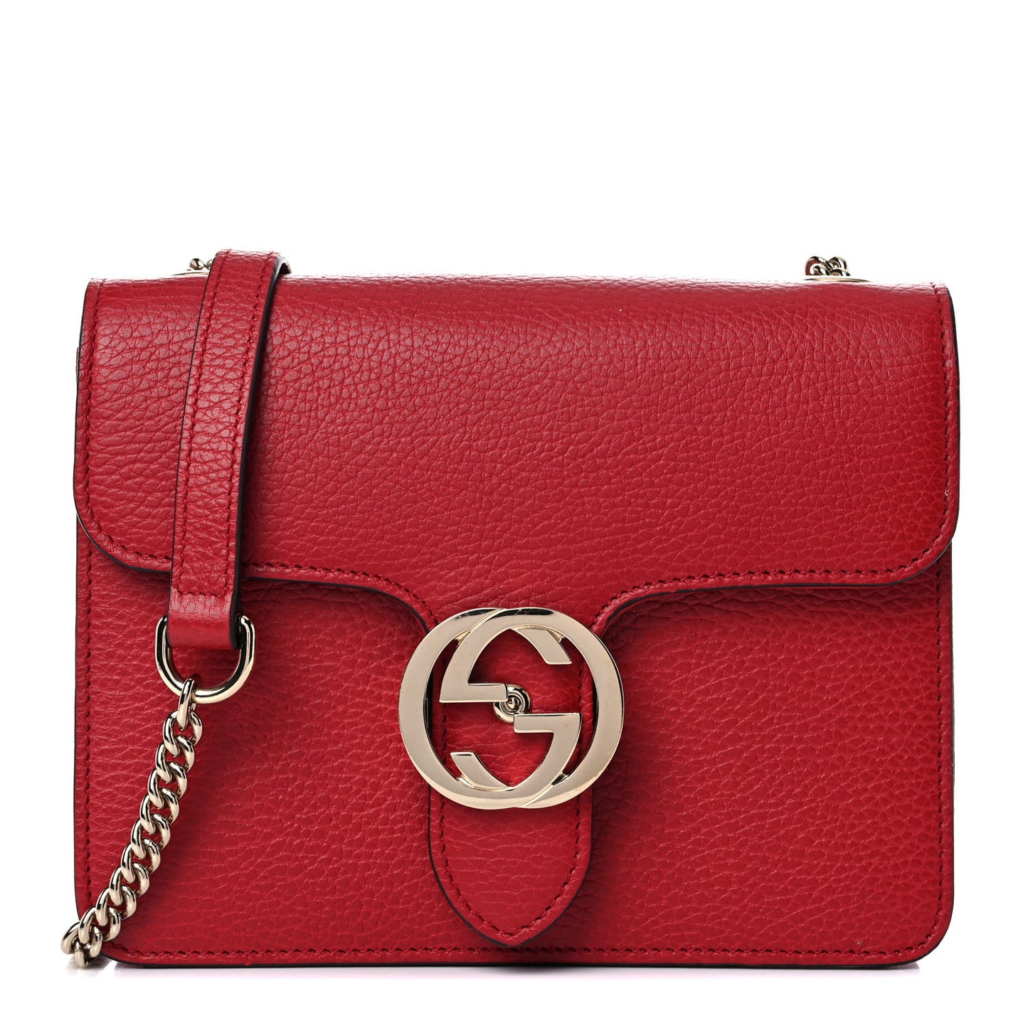 Dollar Calfskin Small Interlocking G Shoulder Bag Red
