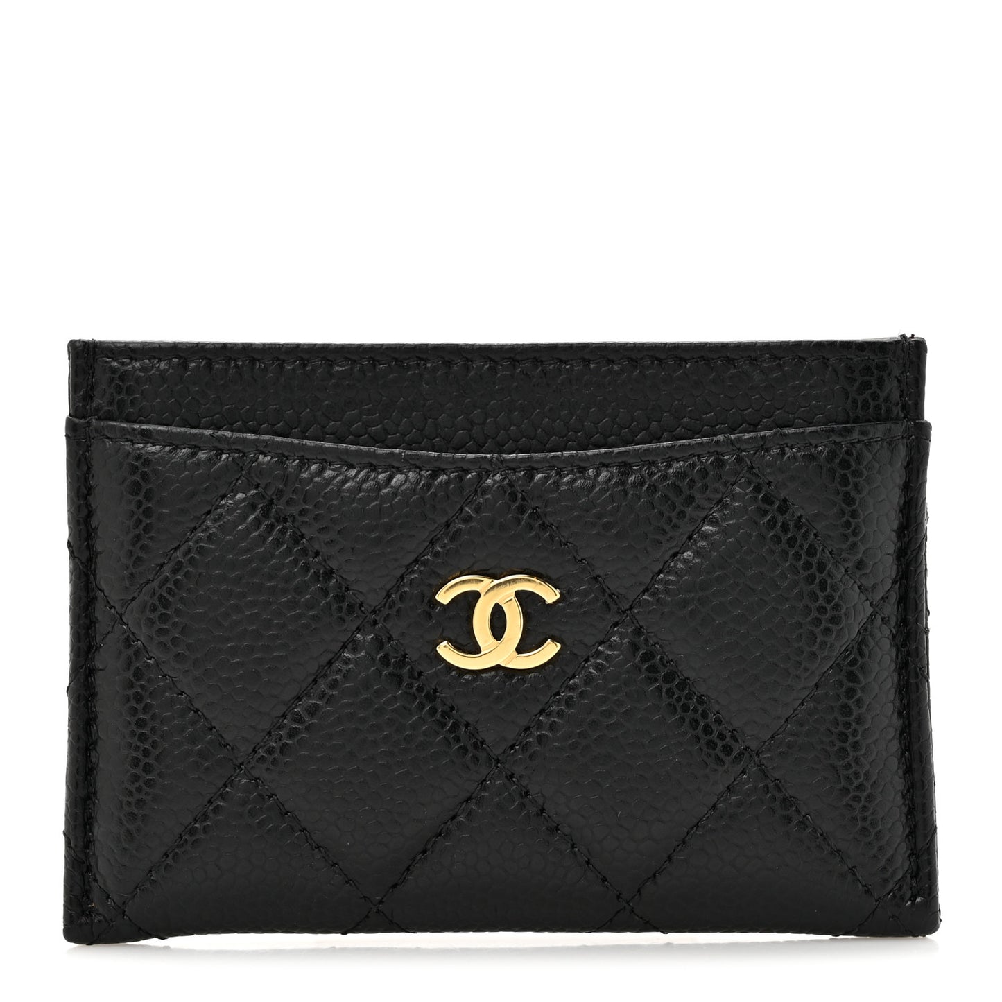 Caviar Quilted Card Holder Black