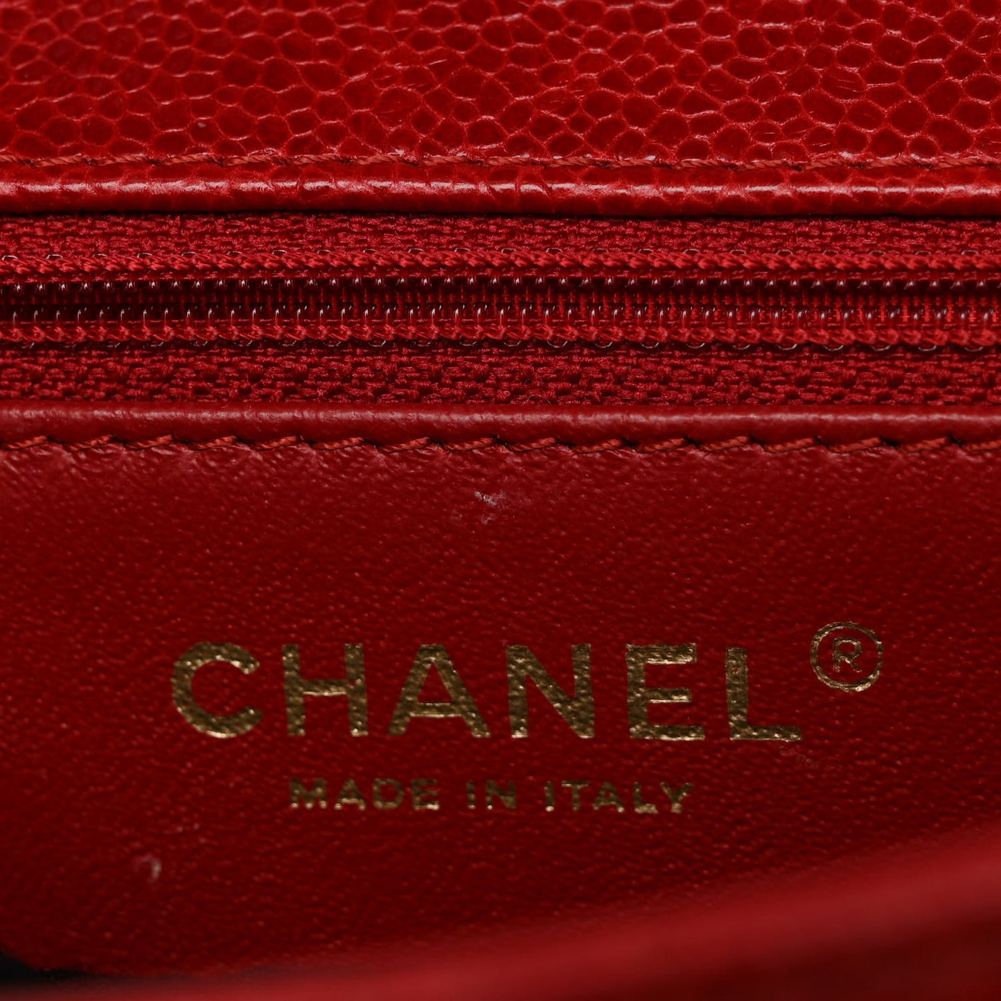 Crumpled Grained Calfskin Small Flap Red