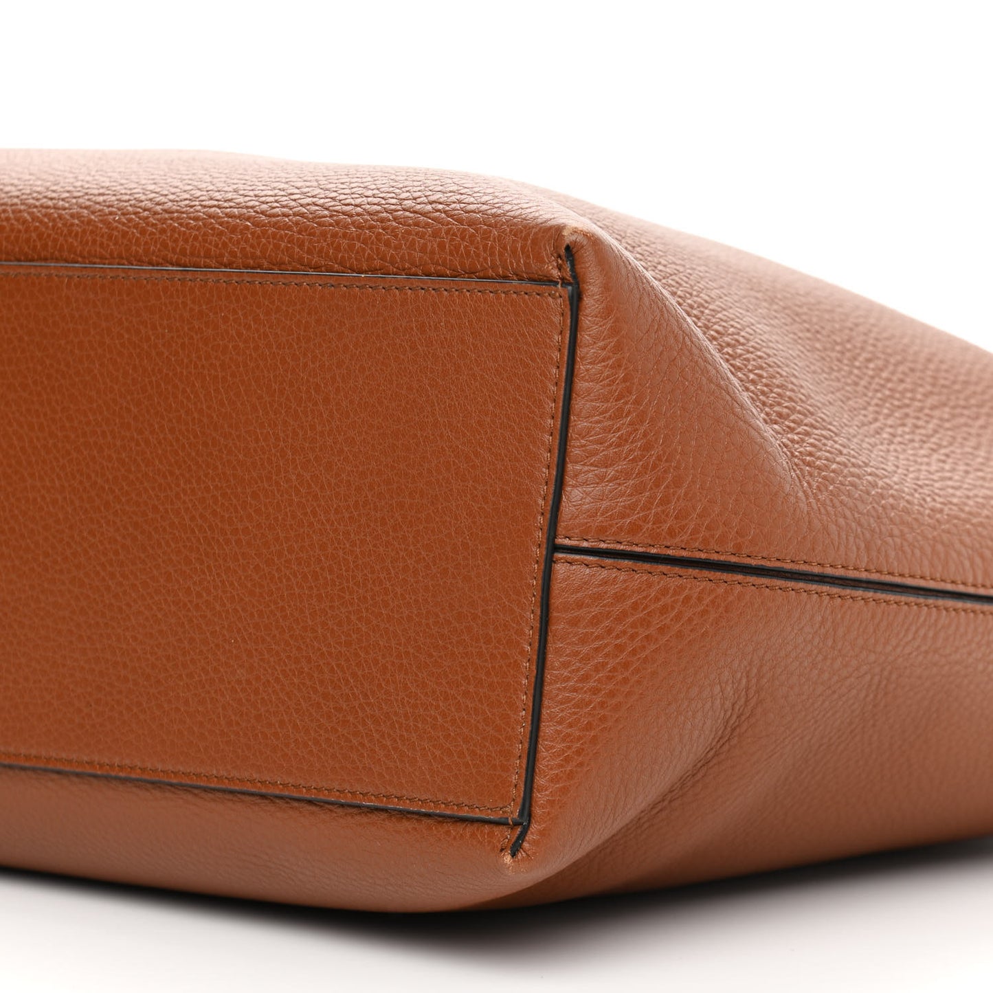 Grained Calfskin Rockstud Shoulder Tote Tan