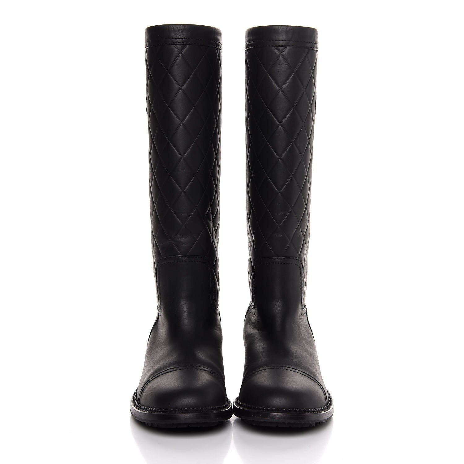 Chanel Oily Calfskin Quilted High Boots 40 Black 2 of 6