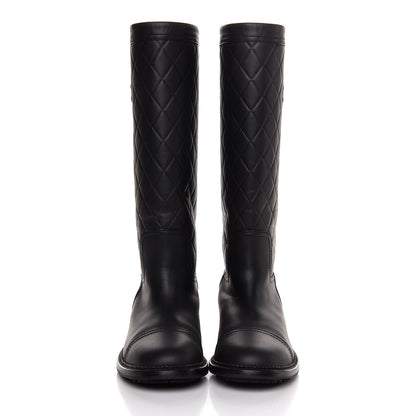 Chanel Oily Calfskin Quilted High Boots 40 Black 2 of 6