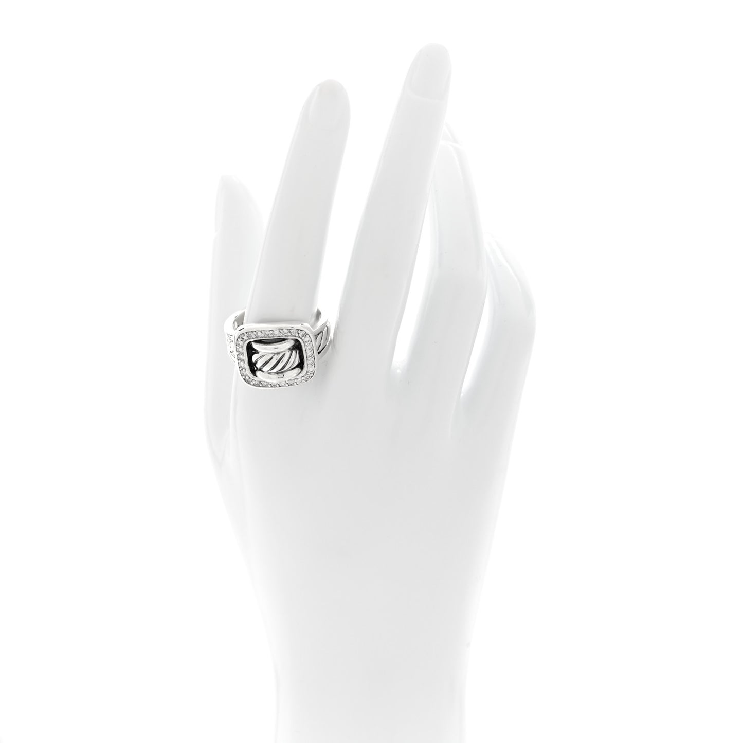 Sterling Silver Diamond Buckle Ring 63 10.25