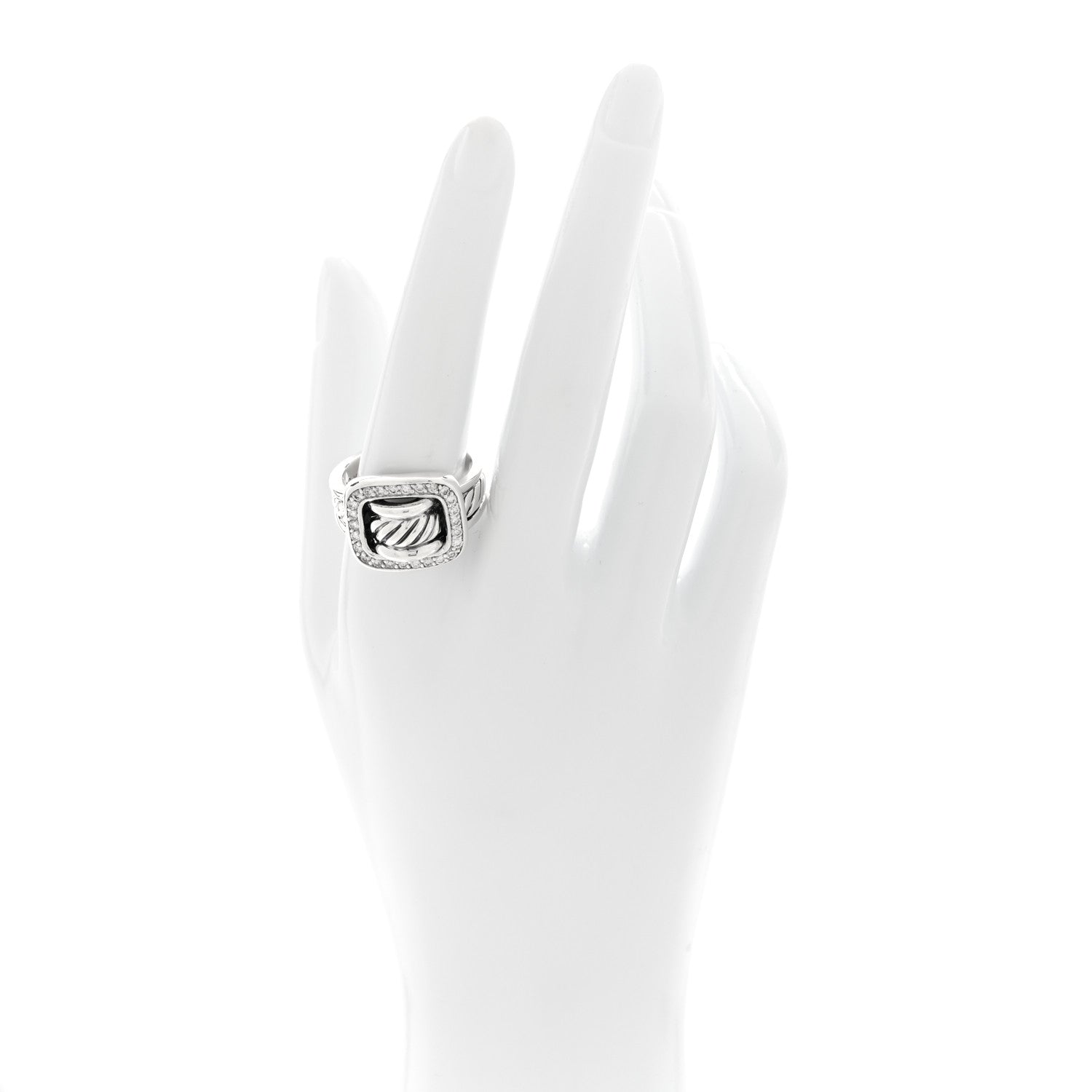 David Yurman Sterling Silver Diamond Buckle Ring 63 10.25 2 of 4