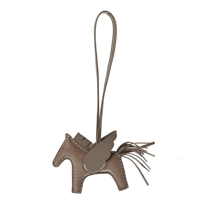 Hermes Milo Lambskin Grigri Rodeo Pegase Horse Bag Charm PM Etoupe 1 of 5