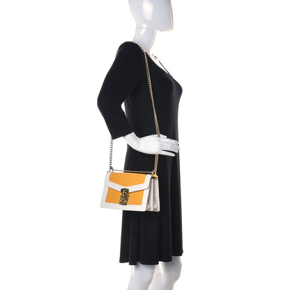 Miu Miu Calfskin Lizard Embossed Flap Bag Yellow White 2 of 11