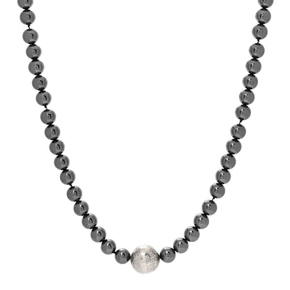 Tiffany Sterling Silver Hematite Hammered Bead Station Necklace 1 of 6