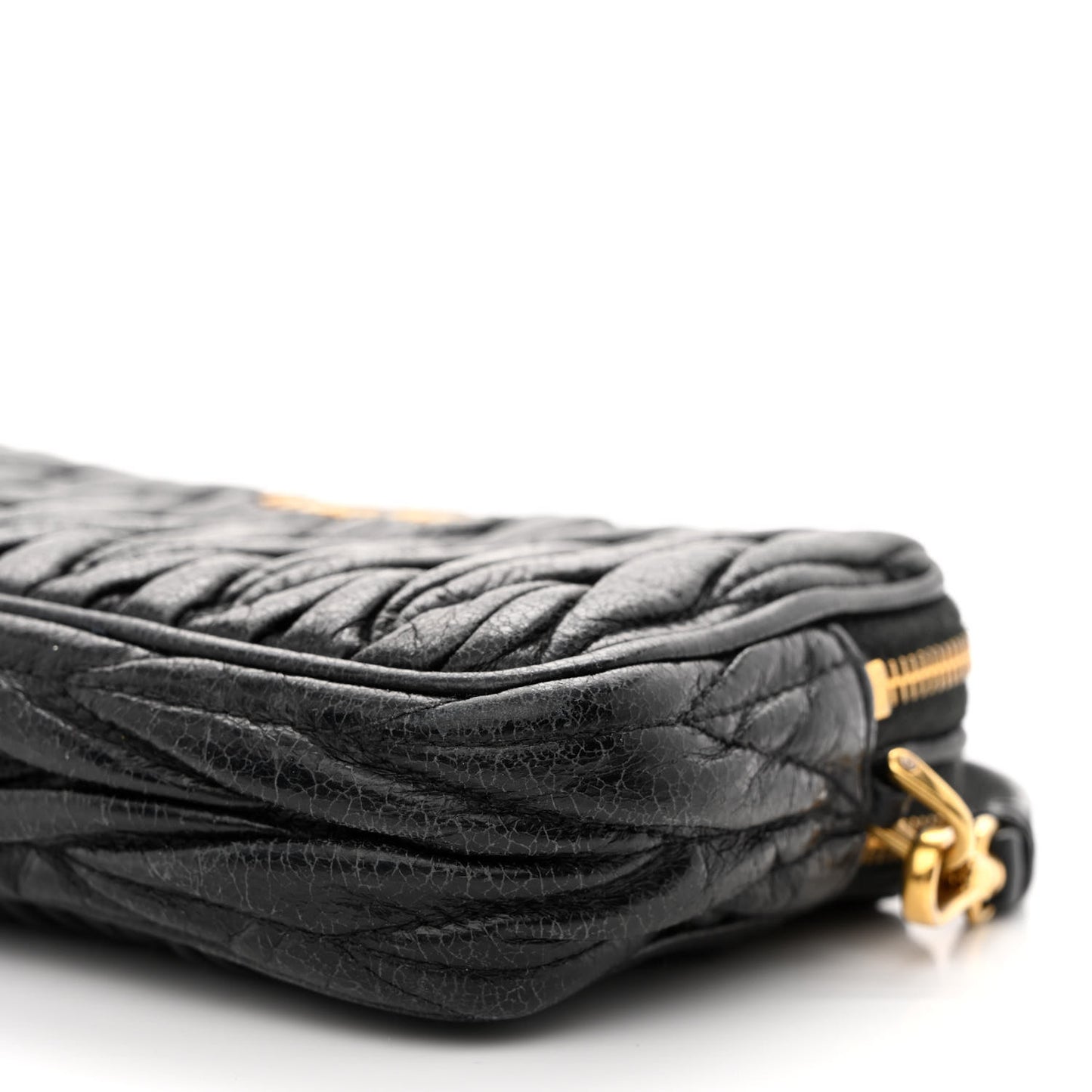 Nappa Matelasse Double Zip Pochette Clutch Black