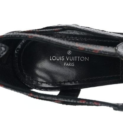 Louis Vuitton Monogram Infrarouge Glazed Calfskin Queen Of Hearts Sandal Pumps 37 Black 7 of 8