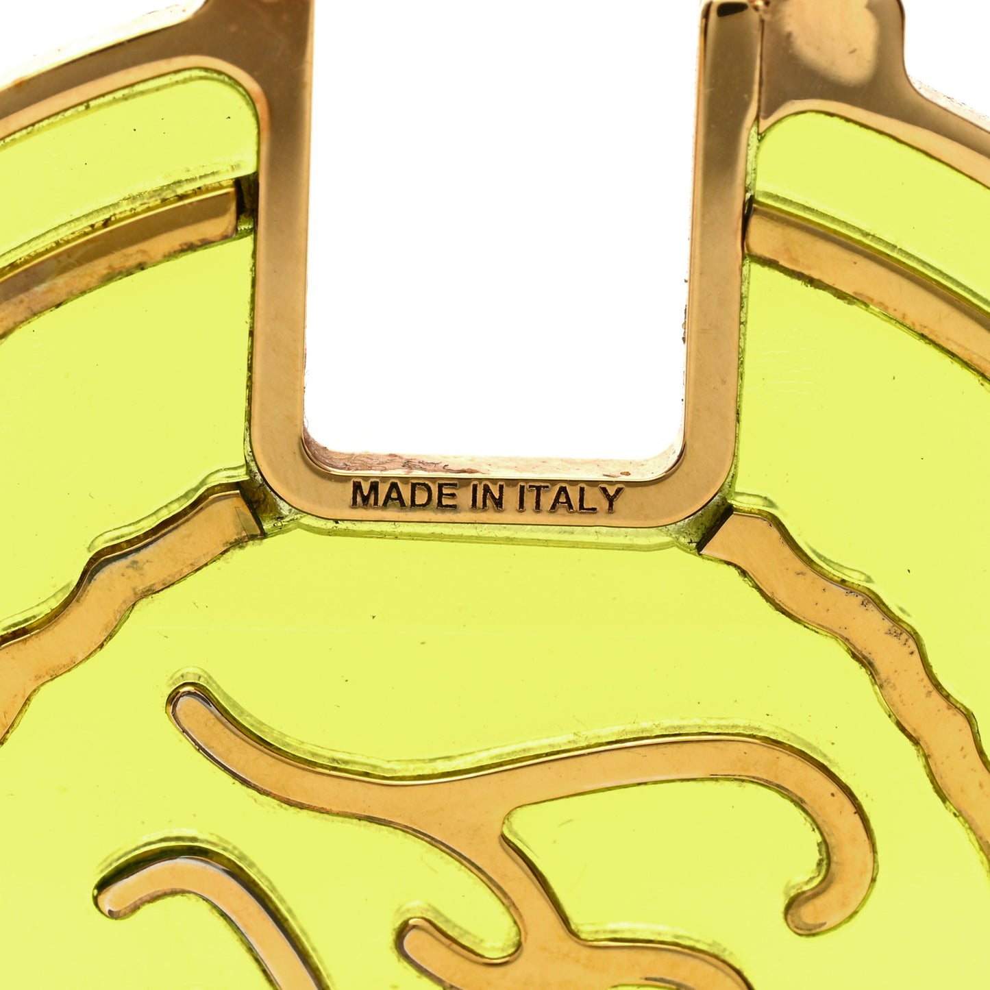 Enamel FF Karligraphy Hoop Earrings Yellow Gold