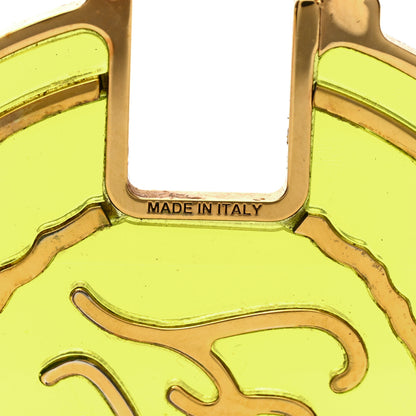 Fendi Enamel FF Karligraphy Hoop Earrings Yellow Gold 4 of 4