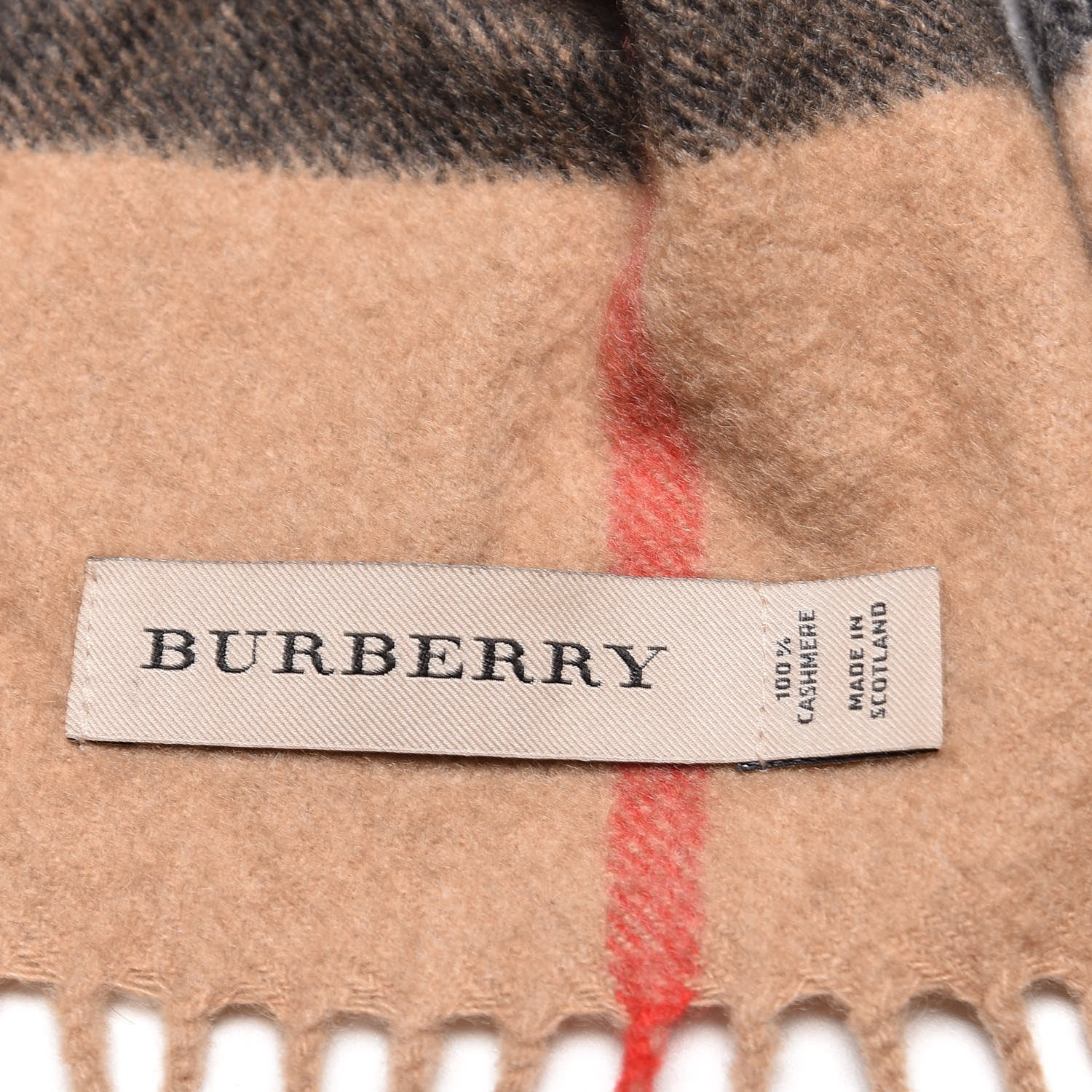 Burberry Cashmere Giant Check Fringe Scarf Camel 5 of 5