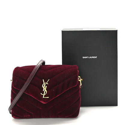 Saint Laurent Velvet Y Quilted Monogram Toy Loulou Crossbody Bag French Burgundy 10 of 10