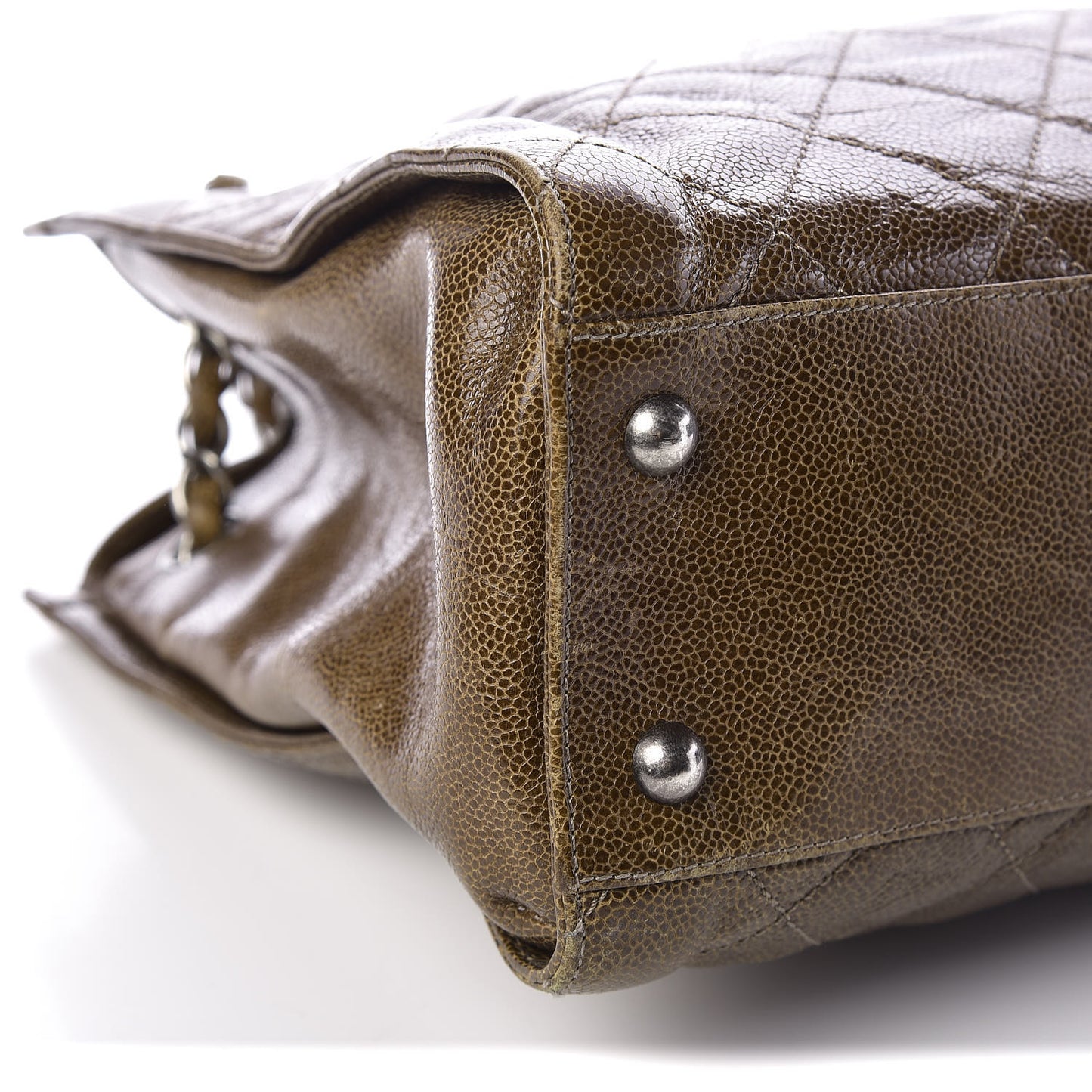 Glazed Caviar Quilted Tote Brown