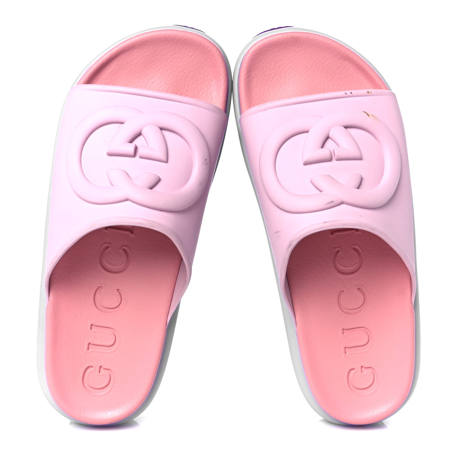 Gucci Soft Rubber Womens Interlocking G Platform 42mm Slide Sandals 39 Sugar Pink 2 of 11