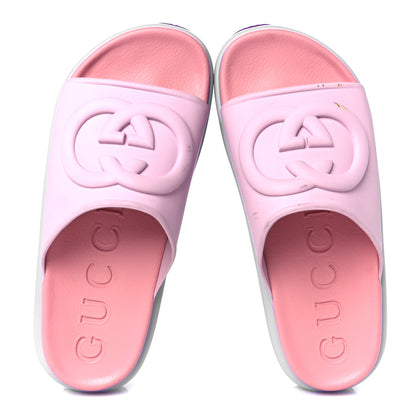Gucci Soft Rubber Womens Interlocking G Platform 42mm Slide Sandals 39 Sugar Pink 2 of 11