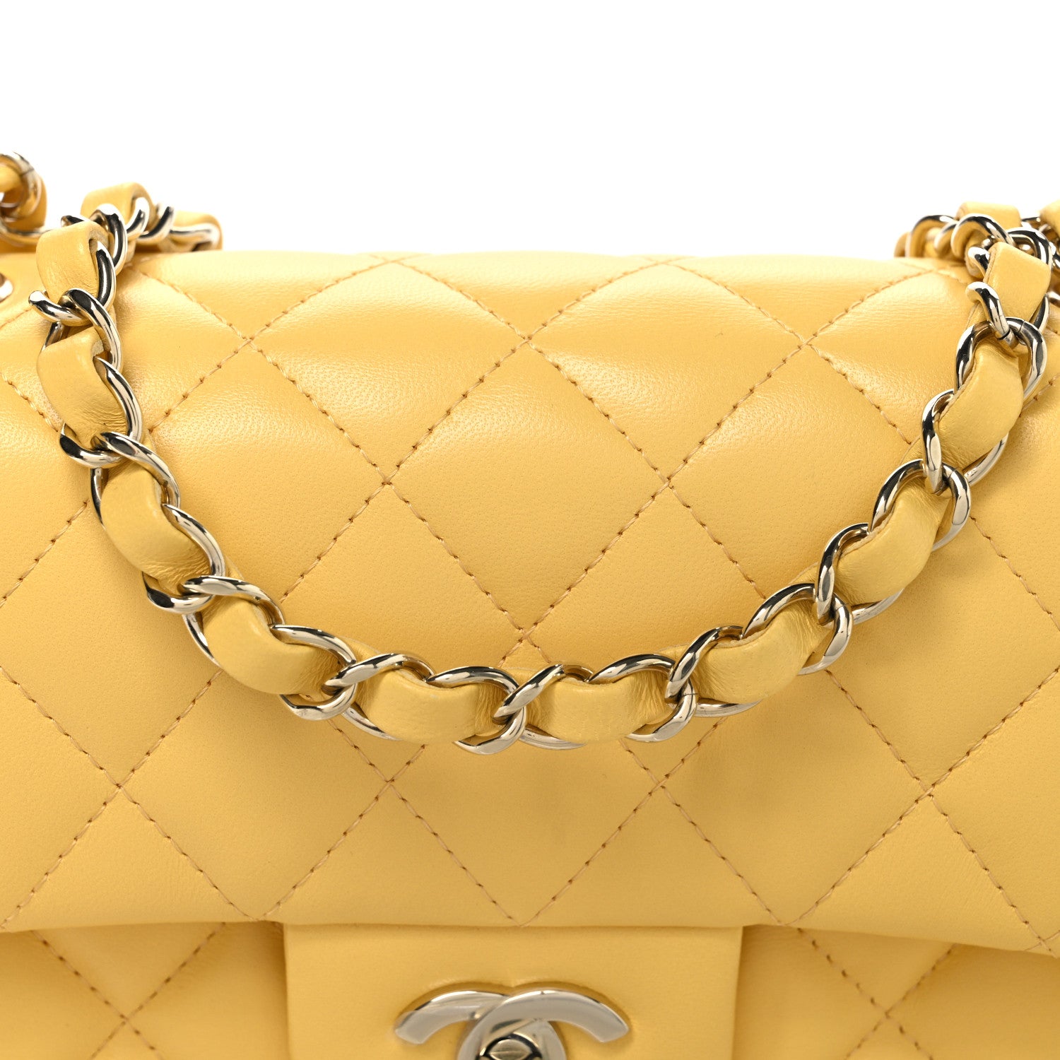 Chanel Lambskin Quilted Mini Rectangular Flap Yellow 8 of 11