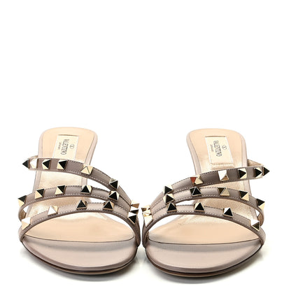 Valentino Garavani Calfskin Nappa Rockstud 60mm Slide Sandals 38.5 Poudre 2 of 9