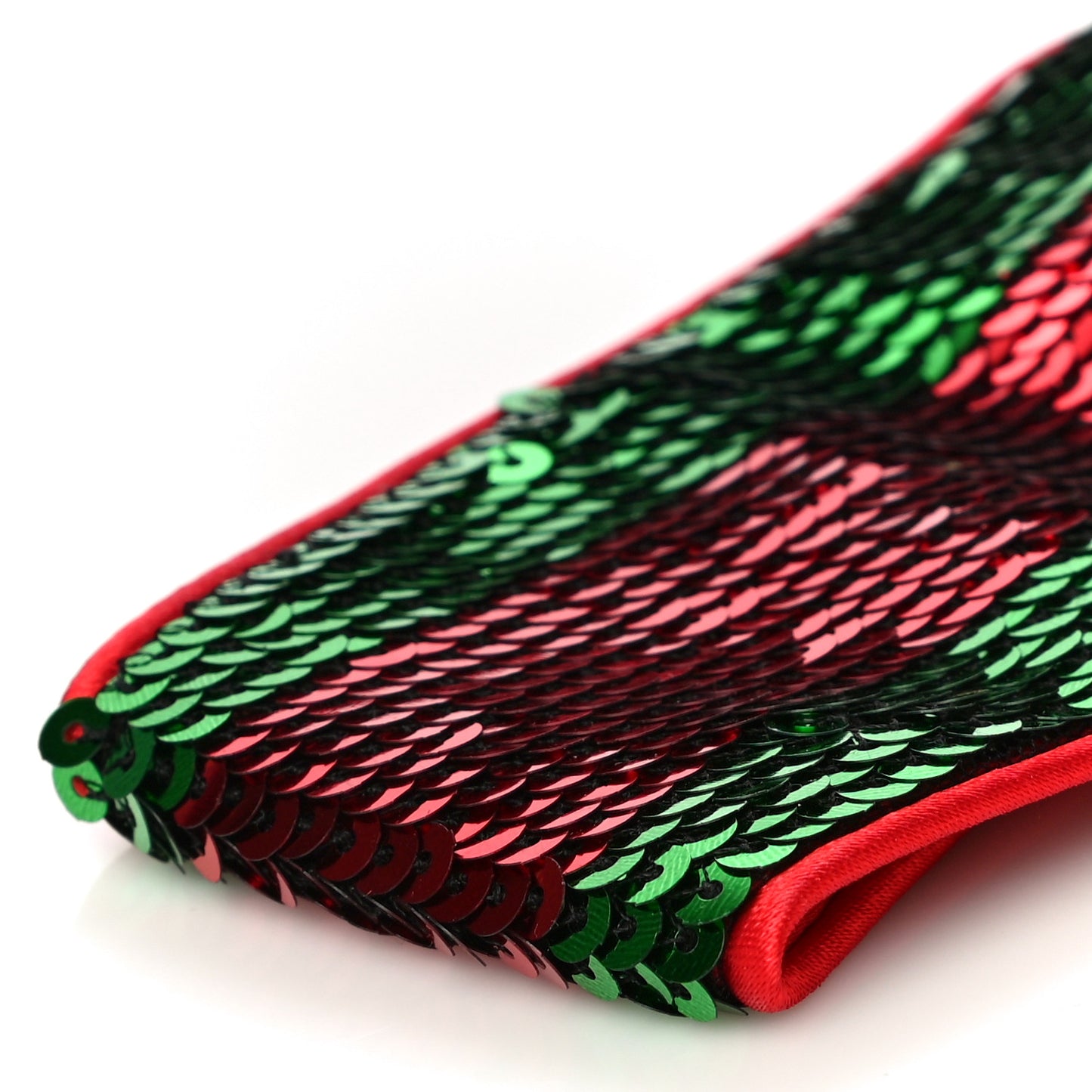 Sequin Silk Striped Headband Red Green