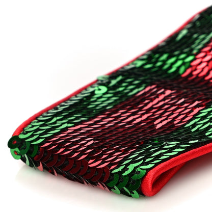 Gucci Sequin Silk Striped Headband Red Green 4 of 7